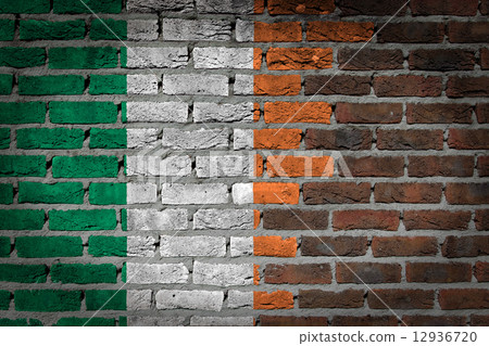 Brick wall texture with flag Brick wall texture with flag 12936720