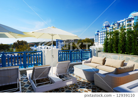The terrace and building of luxury hotel, Antalya, Turkey 12939110