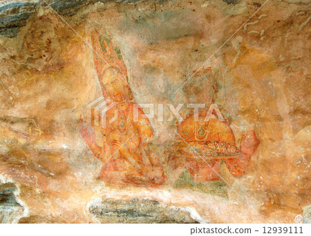 Apsara celestial nymphs - ancient painting on the walls in the L 12939111