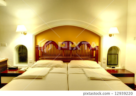 Apartment interior in the luxury hotel at night illumination, Be 12939220