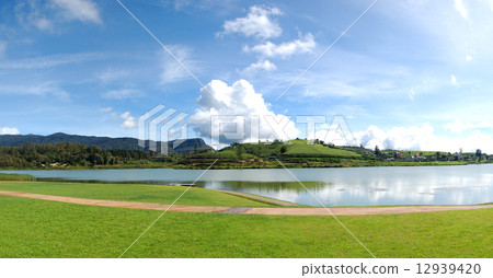The panorama of lake in Nuwara Eliya, Sri Lanka 12939420