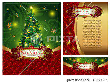 Set of a bright Christmas greeting cards 12939664