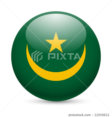 Round glossy icon of Mauritania 12939812