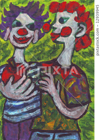 Two clowns friends painting 12939945