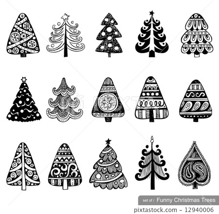 Set of Dreawn Christmas Trees.  12940006