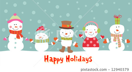 Greeting card with snowman, vector illustration - Stock Illustration ...