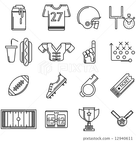 Contour vector icons for American football 12940611