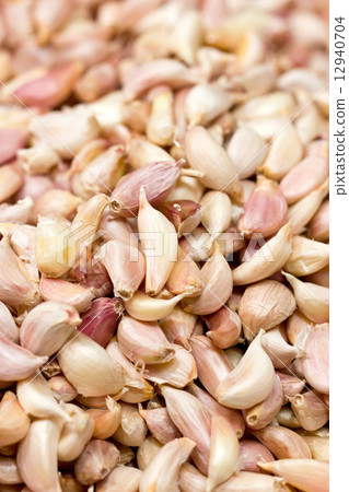 Full frame of many organic garlic cloves. Full frame of many organic garlic cloves. 12940704
