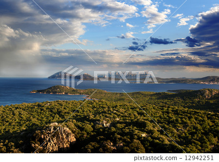 Sardinia coast with famous part of Costa Smeralda with amazing beaches in Italy Sardinia coast with famous part of Costa Smeralda with amazing beaches in Italy 12942251