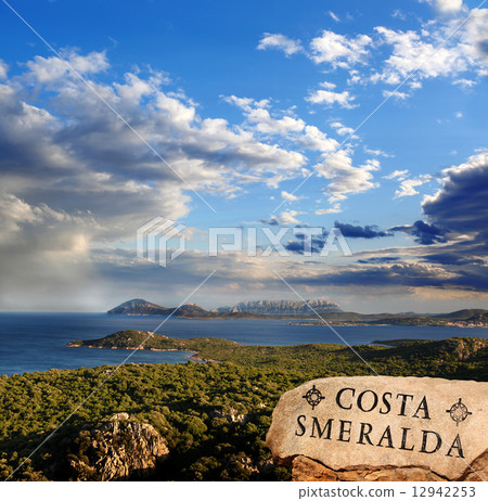 Sardinia coast with famous part of Costa Smeralda with amazing beaches in Italy 12942253
