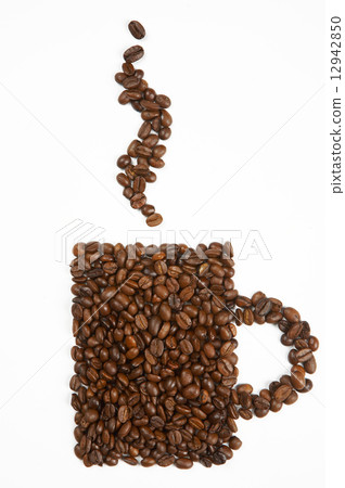 Mug shape made from coffee beans Mug shape made from coffee beans 12942850