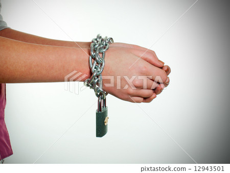 Hands tied up with chains 12943501