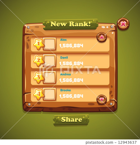 Image of wooden windows user interface. New rank. 12943637