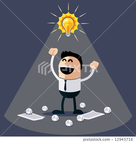 Businessman with ideas. Happy funny character Businessman with ideas. Happy funny character 12943718
