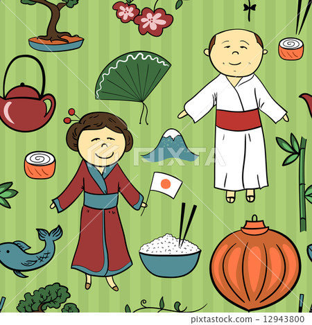 Japan culture vector seamless pattern Japan culture vector seamless pattern 12943800