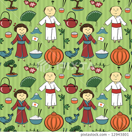 Japan culture vector seamless pattern 12943801