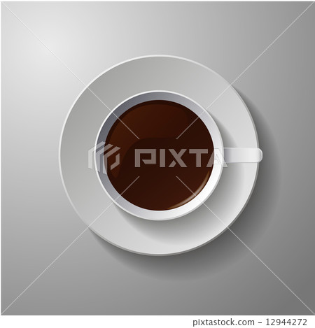 realistic classic white cup with coffee 12944272