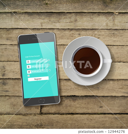 Coffee Cup. Breakfast on the wooden table Coffee Cup. Breakfast on the wooden table 12944276