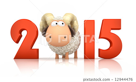 Sheep and 2015 on white background 12944476