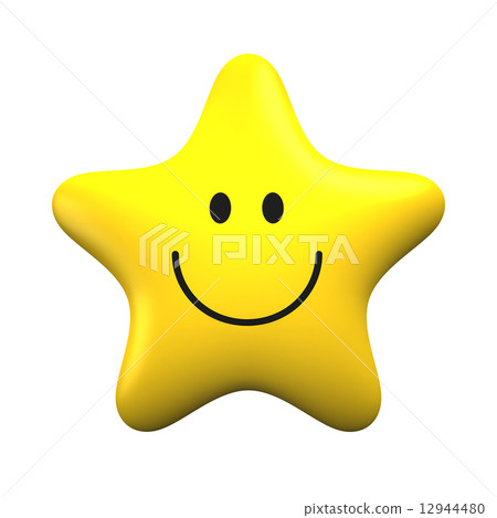 Yellow smiling star isolater on white background 12944480