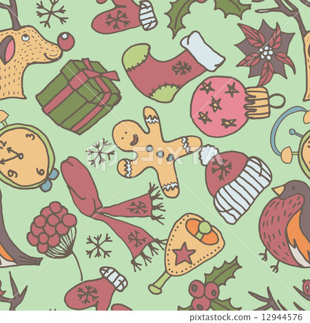 New year seamless pattern. Endless Christmas template 12944576