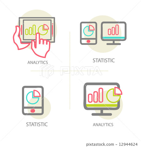 Line vector illustration of web analytics information 12944624