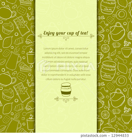 Vector tea and sweets illustration for template card Vector tea and sweets illustration for template card 12944833