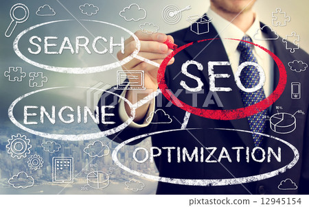 商人和SEO概念 12945154