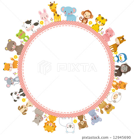 動物圓形框架 動物圓形框架 12945690