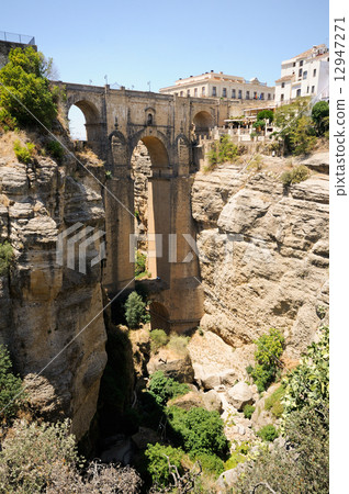 New bridge in Ronda, one of the famous white villages in M**laga 12947271