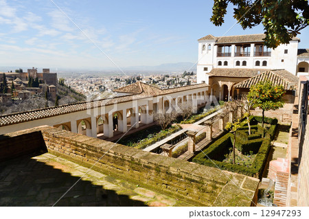 Courtyard of the acequia in Generalife, Alhambra, Granada 12947293