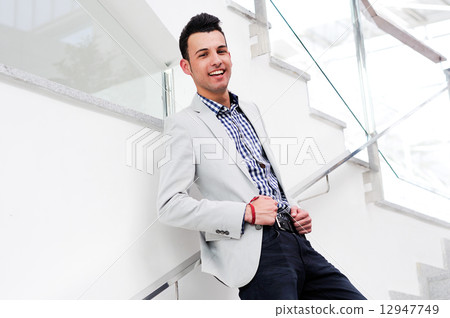 young handsome man, model of fashion, wearing jacket and shirt young handsome man, model of fashion, wearing jacket and shirt 12947749