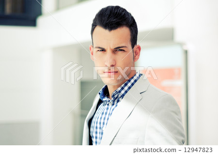 young handsome man, model of fashion, wearing jacket and shirt young handsome man, model of fashion, wearing jacket and shirt 12947823