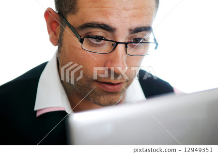 Successful businessman with laptop 12949351