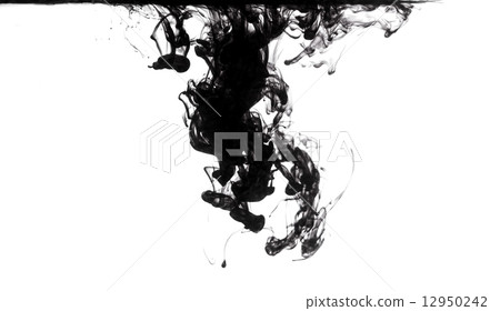 black ink dissolving in clear water black ink dissolving in clear water 12950242