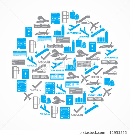color airport icons set in circle eps10 12953233