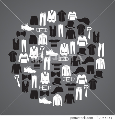 white and black mens clothing icons in circle eps10 12953234