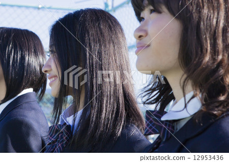High school students standing on the rooftop High school students standing on the rooftop 12953436