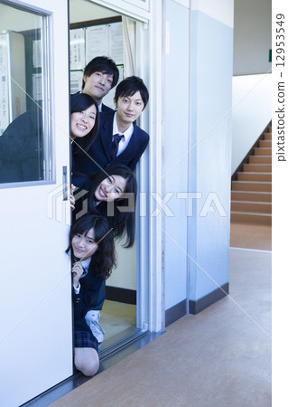 High school students looking through the door 12953549