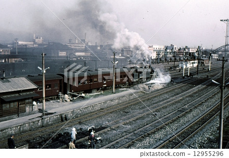 Passenger train pulled by a steam locomotive Kyushu Chikuho main line Showa 43 years 12955296