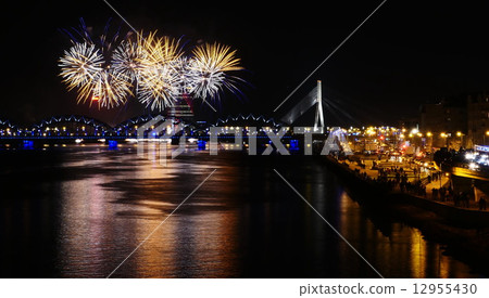 Fireworks in Big Eeuropean city Riga 12955430