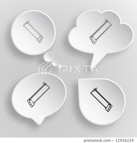 Hacksaw. White flat vector buttons on gray background. 12956224