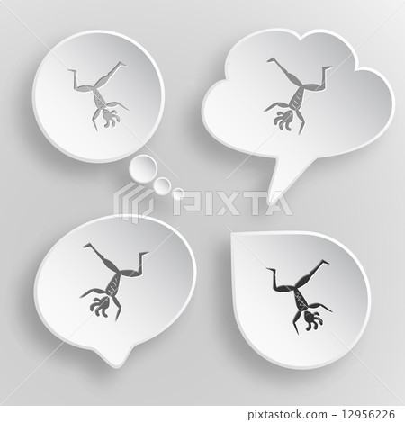 Dancing ethnic little man. White flat vector buttons on gray bac Dancing ethnic little man. White flat vector buttons on gray bac 12956226