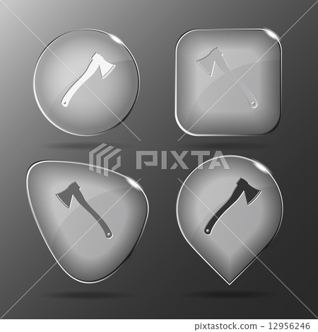 Axe. Glass buttons. Vector illustration. 12956246