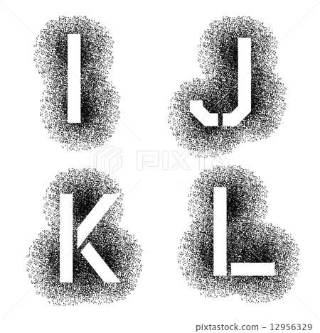 stencil angular spray font letters I J K L 12956329