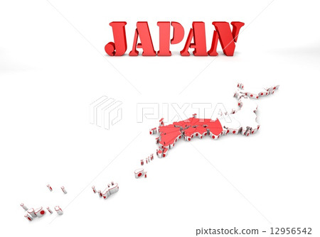 map of Japan with flag 12956542