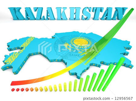 map illustration of Kazakhstan with flag 12956567