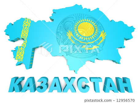 map illustration of Kazakhstan with flag map illustration of Kazakhstan with flag 12956570