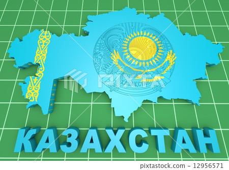 map illustration of Kazakhstan with flag map illustration of Kazakhstan with flag 12956571