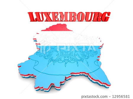 Map illustration of Luxembourg with flag 12956581